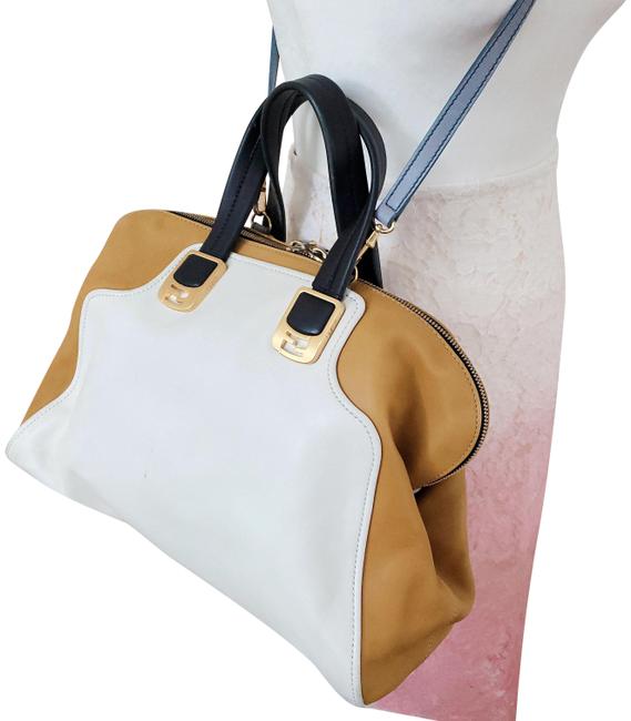 Fendi WhiteYellowSky Blue Chameleon Tote 