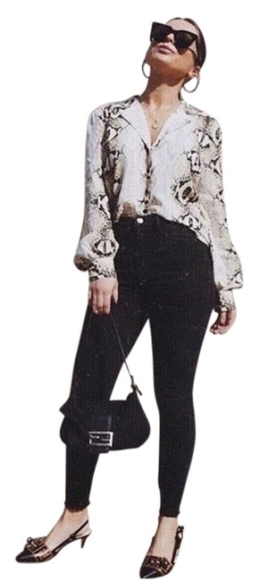 Fendi With Silver Hardware Black Leather Trim Baguette 