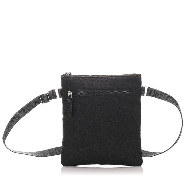 Fendi Wool Black Canvas Shoulder Bag 