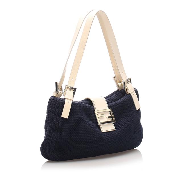 Fendi Wool Black Leather Baguette 