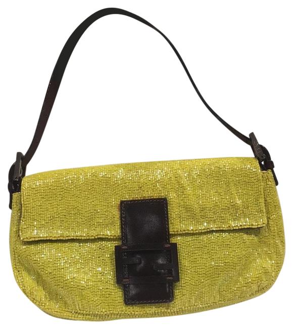 Fendi Yellow Hand Beaded Baguette 
