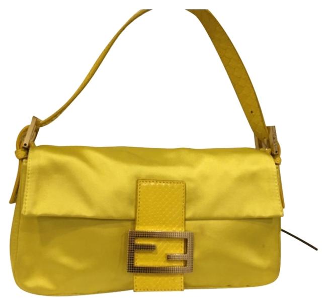 Fendi Yellow Satin Baguette 