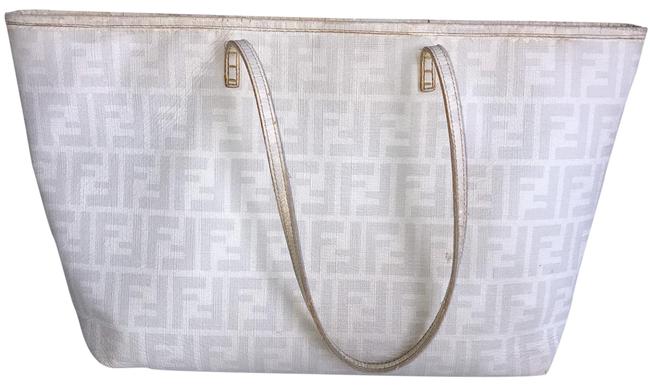 Fendi Zuca In White Leather Tote 