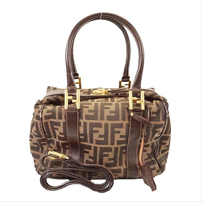 Fendi Zucca 2way Women's Handbag Khaki Canvas Shoulder Bag 