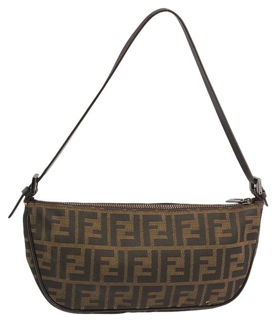 Fendi Zucca 87455 Brown Canvas Shoulder Bag 