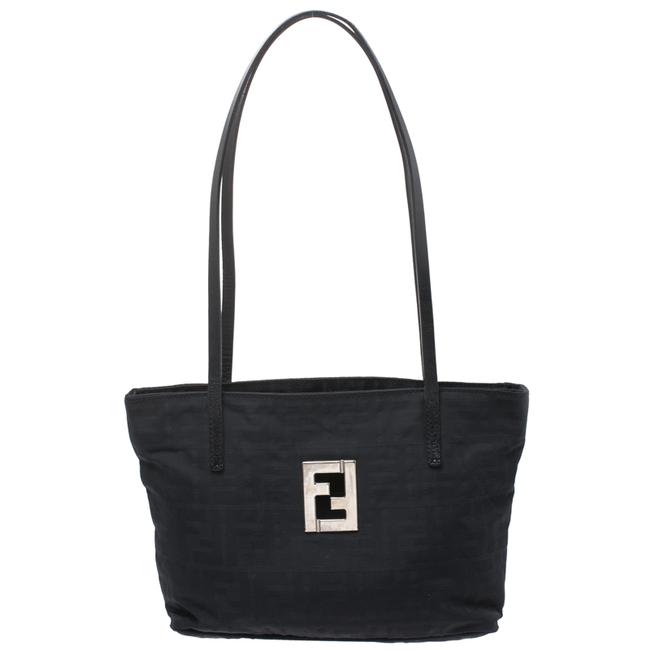 Fendi Zucca Black Canvas and Leather Tote 
