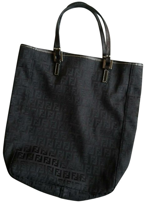 Fendi Bag Zucca Black Canvas and Leather Tote 