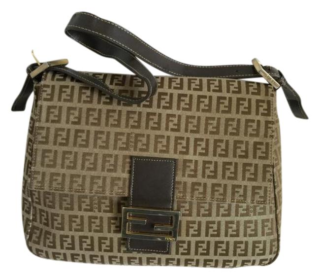 Fendi Zucca BlackBrown Jacquard and Leather Shoulder Bag 