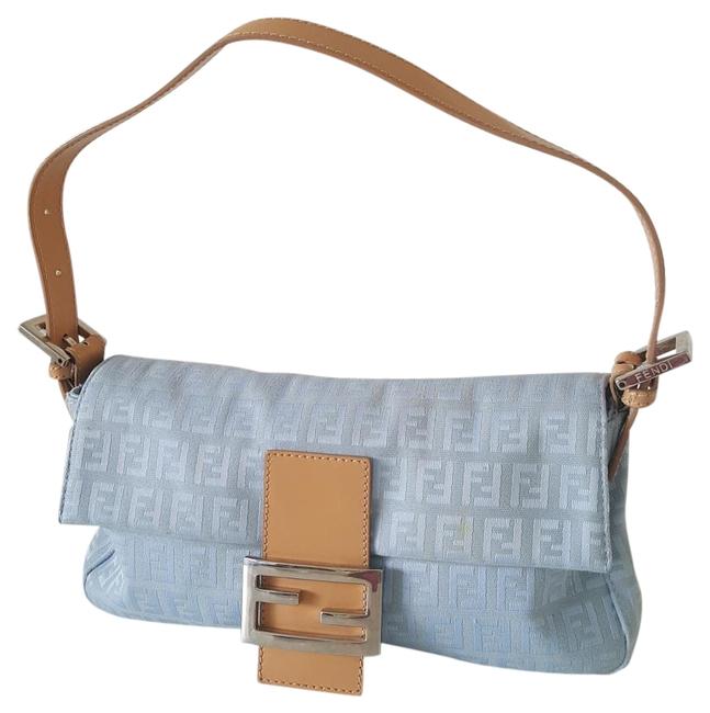 Fendi Zucca Blue Canvas Shoulder Bag 