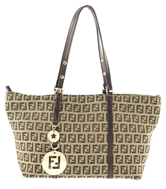 Fendi Zucca Brown and Tan Canvas Tote 