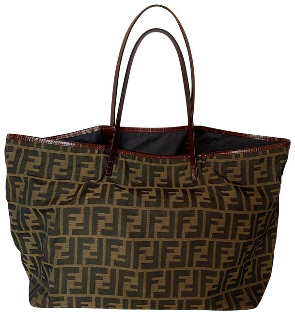 Fendi Zucca Brown Canvas &amp; Leather Tote 