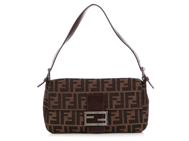 Fendi Zucca Brown Canvas Baguette 
