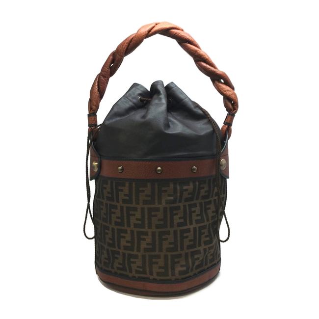 Fendi Zucca Brown CanvasLeather Tote 