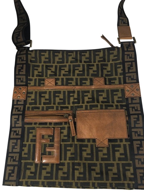 Fendi Zucca Brown Canvas Messenger Bag 