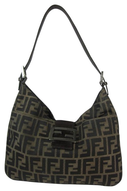 Fendi Zucca Brown "Ff" Logo Jacquard &amp; Leather Shoulder Bag 