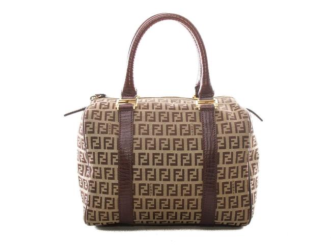 Fendi Zucca Brown Nylon and Leather Tote 