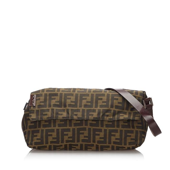 Fendi Zucca Canvas Brown Leather Baguette 