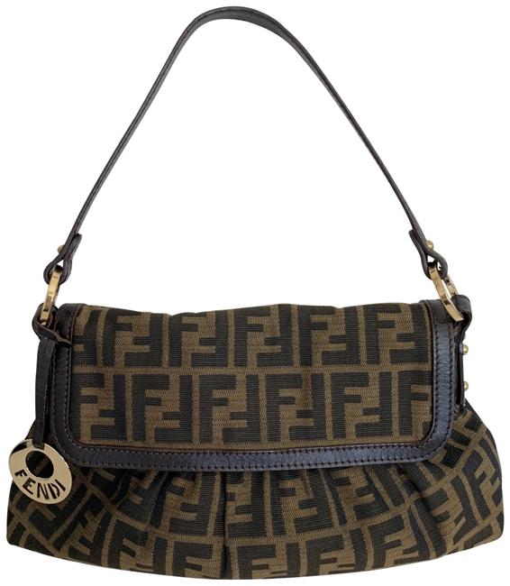 Fendi Zucca Chef Brown Canvas Shoulder Bag 