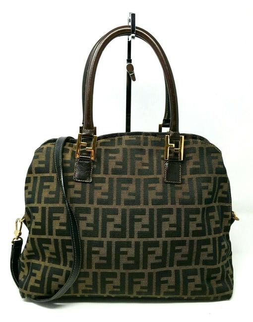 Fendi Zucca Ff Tobacco Shoudler Brown Canvas Tote 