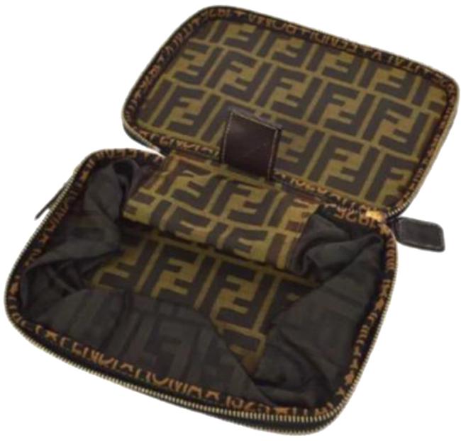 Fendi Zucca Hand Brown Black Wristlet 
