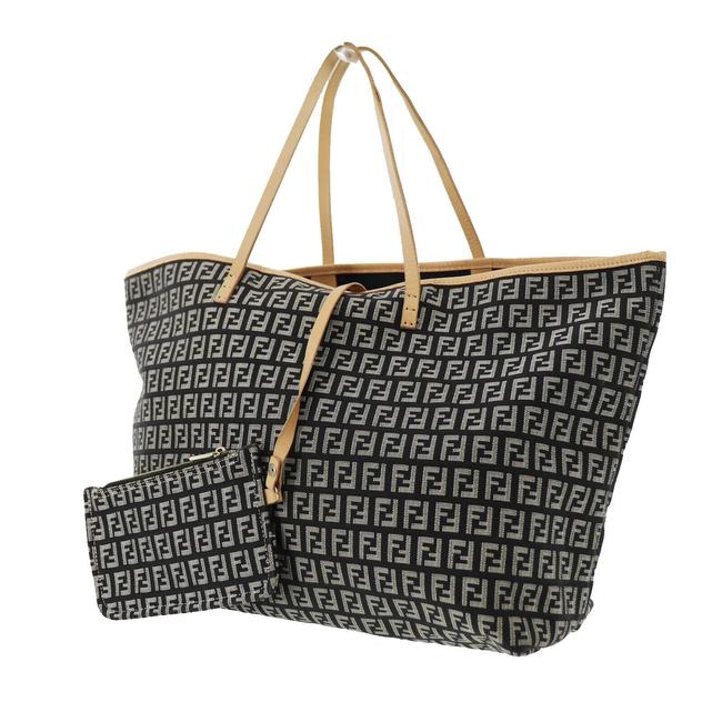 Fendi Zucca Hand Purse Grey Canvas Tote 