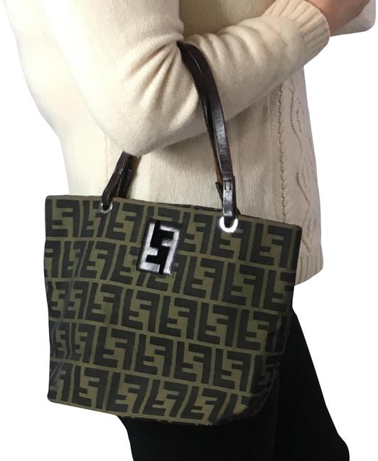 Fendi Zucca Jacquard Brown Canvas Tote 
