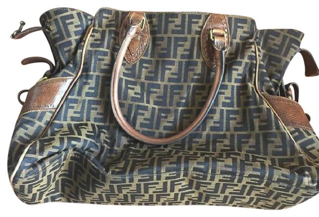 Fendi Zucca Large De Jour Tobacco Brown Leather &amp; Canvas Shoulder Bag 