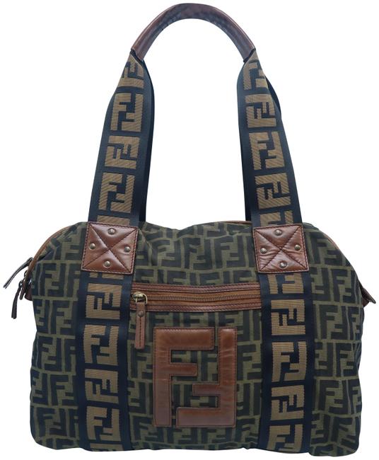 Fendi Zucca Leather Brown Coated Canvas Tote 