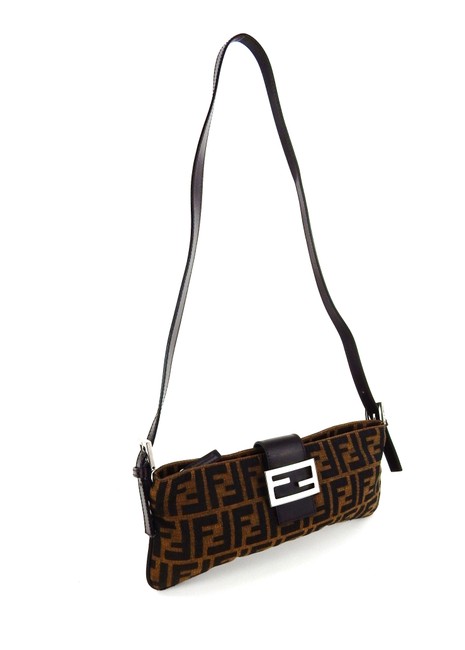 Fendi Crossbody Zucca Leather Pochette Brown Canvas Shoulder Bag 