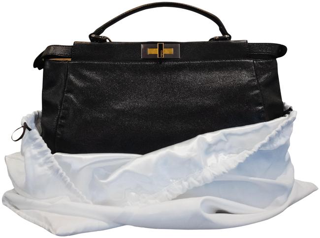 Fendi Zucca lined Peekaboo Black Leather Tote 