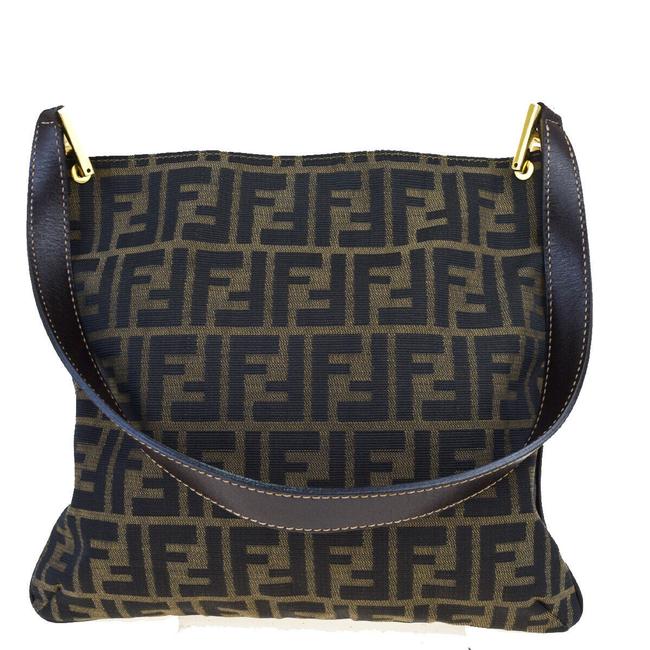 Fendi Zucca Mama Baguette Purse Brown Canvas Shoulder Bag 