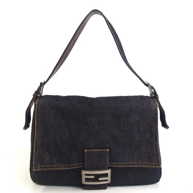 Fendi Zucca Mamma Denim DenimTan Python Strap Tote 