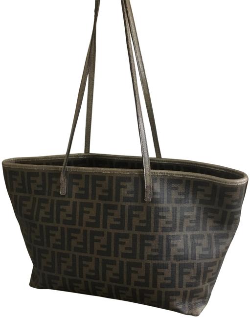 Fendi Zucca Medium Brown Canvas Tote 