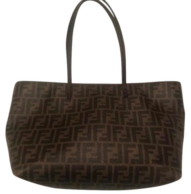 Fendi Zucca Medium Tan Brown Tote 