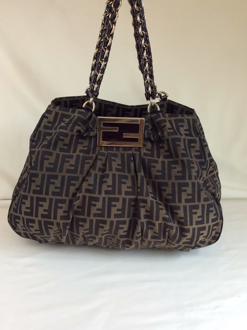 Fendi Zucca Mia Tabacco Brown Canvas Tote 