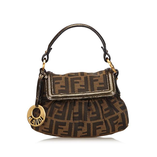 Fendi Zucca Mini Chef Brown Fabric X Jacquard X Leather X Others Baguette 