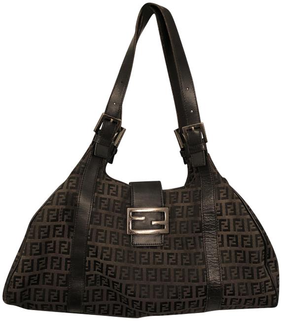 Fendi Zucca Monogram Black Canvas Shoulder Bag 