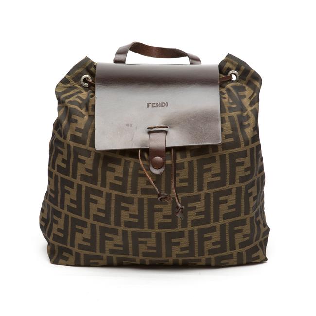 Fendi Zucca Monogram Brown Nylon and Leather Backpack 