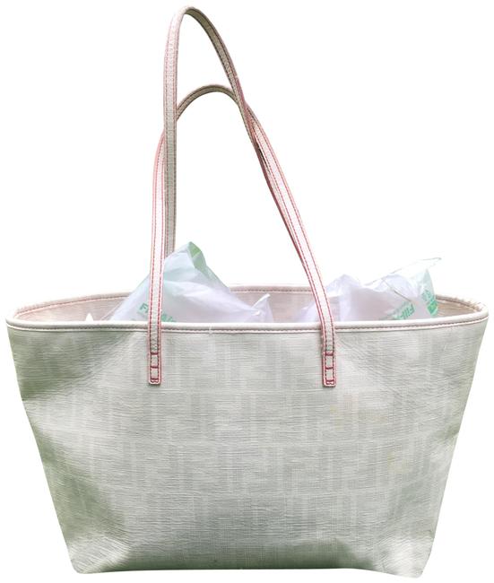 Fendi Zucca Monogram Roll White Coated Canvas Tote 