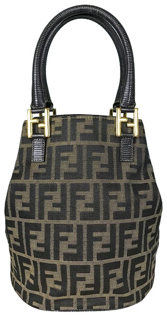 Fendi Zucca Navy Hand Brown Canvas Tote 