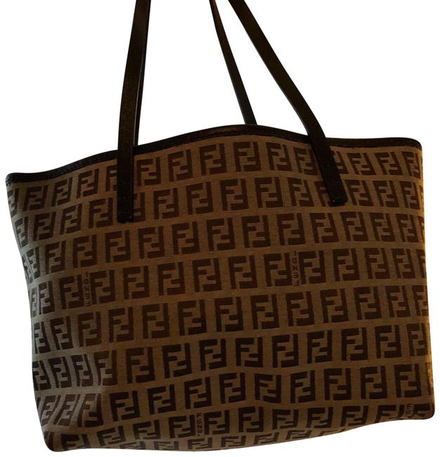 Fendi Zucca Nylon Small 3945015 Brown Canvas Tote 