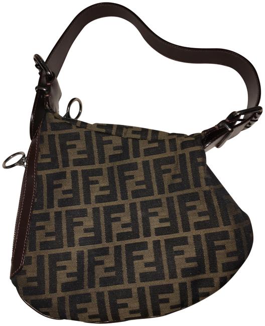 Fendi Zucca Oyster Canvas and Leather Shoulder Bag 