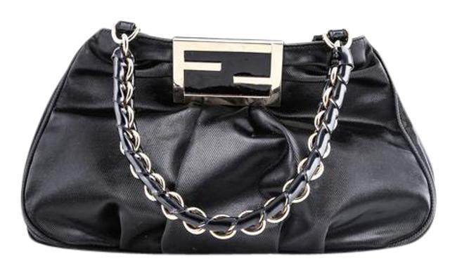 Fendi Zucca Black Patent Shoulder Bag 