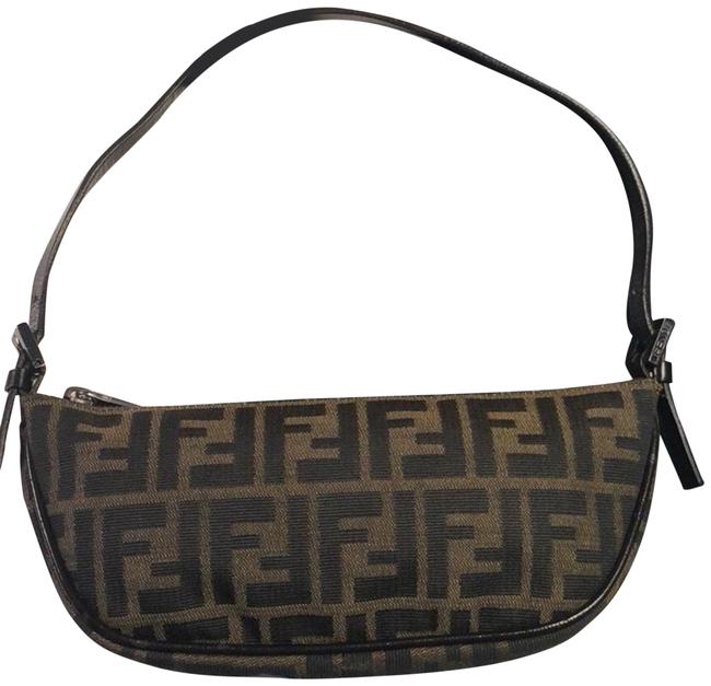 Fendi Zucca Pochette Brown Canvas Wristlet 