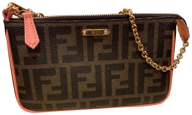 Fendi Zucca Pochette Brown Coated Canvas Wristlet 