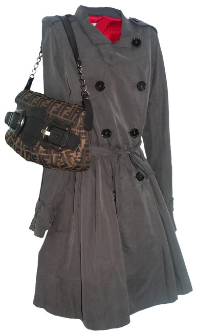 Fendi Zucca Print "B" Black Canvas Shoulder Bag 