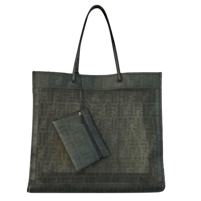 Fendi Bag Zucca Print Coated CanvasMesh Black Canvas Tote 