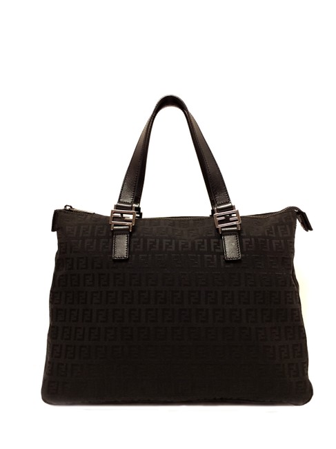 Fendi Bag Zucca Roll Black Fabric Tote 