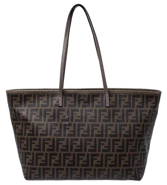 Fendi Zucca Roll Brown Coated Canvas Tote 
