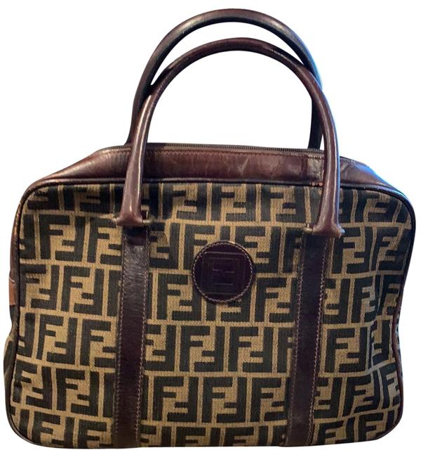 Fendi Zucca Satchel Brown Canvas Baguette 